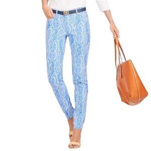 J. McLaughlin Women’s Lexi Printed Jeans Pants Size 8 Casavito Blue White Artsy